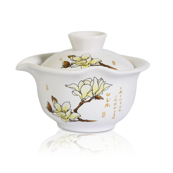 120ml GongFu Tea Porcelain Ceramic Chinese Michelia Alba Hand Grabbed Gaiwan teacup teapot