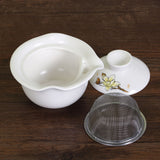 120ml GongFu Tea Porcelain Ceramic Chinese Michelia Alba Hand Grabbed Gaiwan teacup teapot