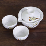 120ml Michelia Alba Hand Grabbed Gaiwan teacup teapot Chinese GongFu Tea Set - Gaiwan*1Pc & Cups*2Pcs