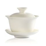 100ml Total 4pcs Chinese Porcelain White Jade Gaiwan Pitcher Chahai teacup cup tea set