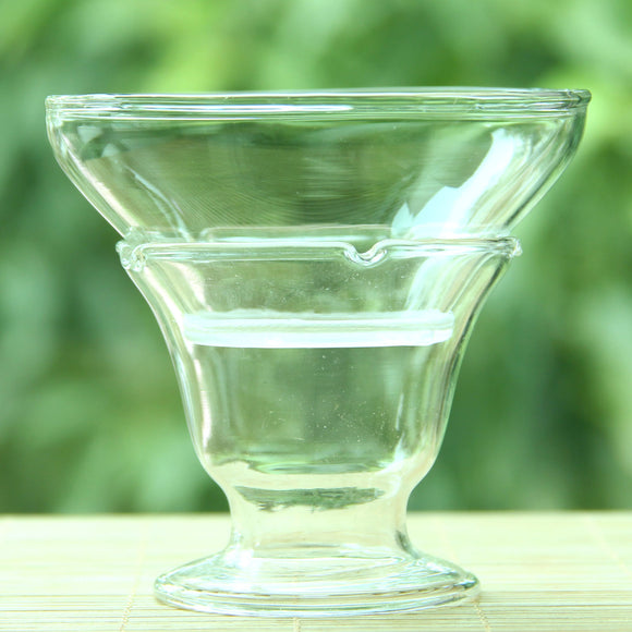 Clear Glass Gongfu Tea leak Strainer Water Filter with Conical Shape Stand