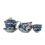 130ml Total 4pcs Chinese Porcelain Dragon & Phoenix Gaiwan Pitcher Chahai Teacups Tea Set
