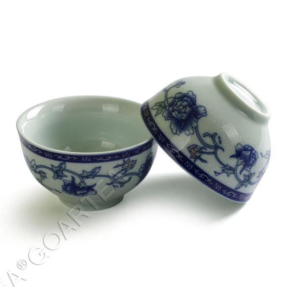 2Pcs 40ml Chinese Gongfu Tea Porcelain Peony Flower Teacup Cups