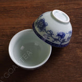 130ml Total 4pcs Chinese Porcelain Peony Flower Gaiwan Pitcher Chahai Teacups Tea Set