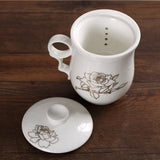 Poeny Ceramic Chinese Porcelain Tea Mug Cup with lid Infuser Filter 300ml #14