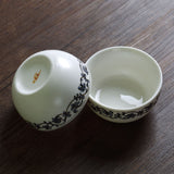Chinese GongFu Tea Flower border Hand Grabbed Gaiwan teacup teapot Set - Gaiwan*1Pc & Cups*2Pcs
