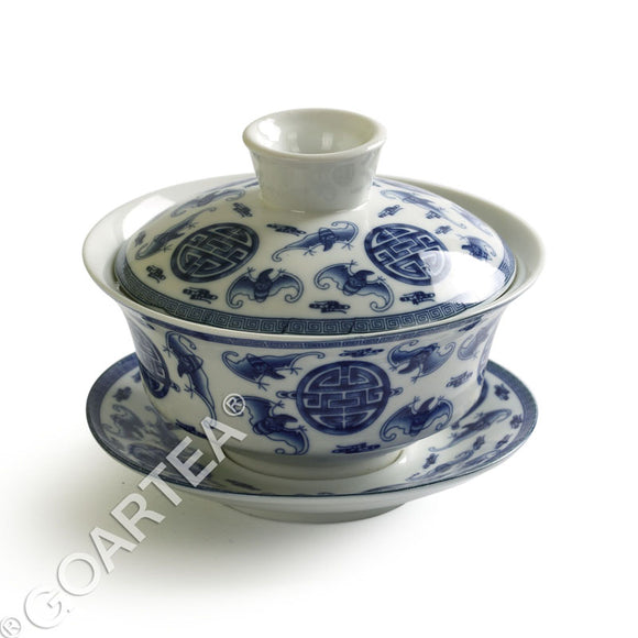 90ml Chinese Jingde Gongfu Tea Porcelain Five Blessings Gaiwan Teacup Cup with lid & Saucer