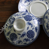 90ml Total 4pcs Chinese Porcelain Five Blessings Gaiwan Pitcher Chahai Teacups Tea Set