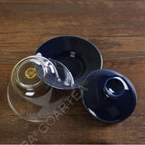 130ml Porcelain Heat-resistant Clear Glass Chinese Gongfu Tea Gaiwan teacup with lid & Saucer - Blue Color