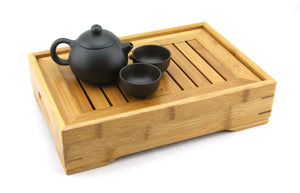 27*18.5cm Bamboo Chinese Gongfu Tea Serving Table Cups Saucer Tabletop -Small