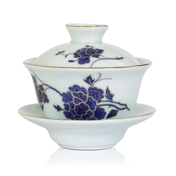 130ml Hand Paint Porcelain Ceramic Peony Chinese GongFu Tea Gaiwan teacup Cup