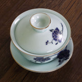 130ml Hand Paint Porcelain Ceramic Peony Chinese GongFu Tea Gaiwan teacup Cup