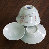 130ml Porcelain Ceramic Lotus Chinese GongFu Tea Gaiwan teacup cup with lid & Saucer