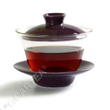 3Pcs 130ml Porcelain Glass Jingde Chinese Gaiwan Teacup Gongfu Teaset - Purple Color