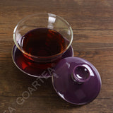 130ml Porcelain Heat-resistant Clear Glass Chinese Gongfu Tea Gaiwan teacup with lid & Saucer - Purple Color