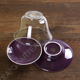 130ml Porcelain Heat-resistant Clear Glass Chinese Gongfu Tea Gaiwan teacup with lid & Saucer - Purple Color