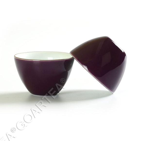 2Pcs 62ml Gongfu Tea Porcelain Ceramic Jingde Chinese Teacups Cup - Purple Color