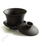 90ml Chinese Yixing Zisha rare Pottery Clay Gaiwan Gongfu Tea Cup & Saucer - Black Color