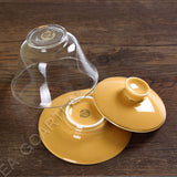 3Pcs 130ml Porcelain Glass Jingde Chinese Gaiwan Teacup Gongfu Teaset - Orange Color
