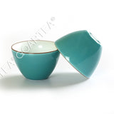 3Pcs 130ml Porcelain Glass Jingde Chinese Gaiwan Teacup Gongfu Teaset - Cyan Color