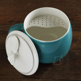 300ml Restorative Green Blue Ceramic Porcelain Tea Mug Cup with lid Infuser Filter