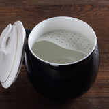 Restorative Black Ceramic Porcelain Tea Mug Cup with lid Infuser Filter 300ml