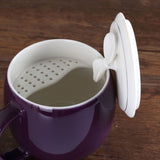 Restorative Purple Ceramic Porcelain Tea Mug Cup with lid Infuser Filter 300ml