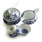 90ml Total 4pcs Chinese Porcelain Five Blessings Gaiwan Pitcher Chahai Teacups Tea Set