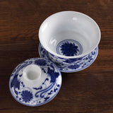 90ml Total 4pcs Chinese Porcelain Blue Phoenix Gaiwan Pitcher Chahai Teacups Tea Set