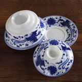90ml Chinese Jingde Gongfu Tea Porcelain Blue Phoenix Gaiwan Teacup Cup with lid & Saucer